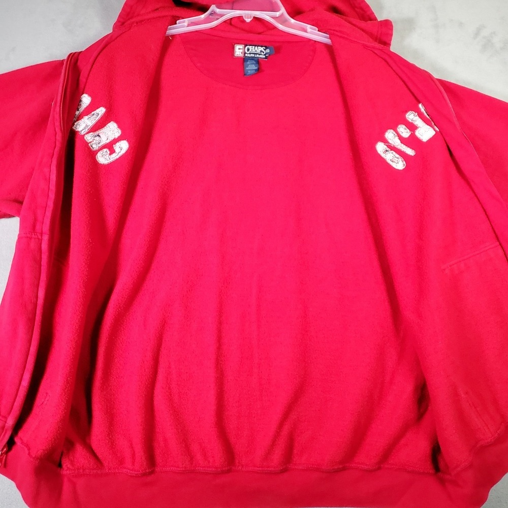Y2K Chaps Ralph Lauren Hoodie Mens XL Red Stitched‎ Logo Full Zip Casual Preppy - Picture 5 of 9